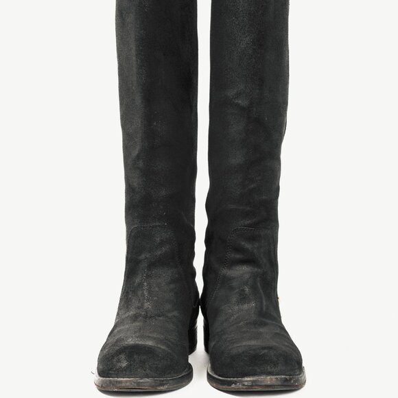 Jimmy Choo Doreen Black Rugged Suede Knee-High Boots - Picture 2 of 11